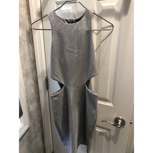 Express silver/sparkly dress with cut outs